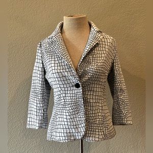 Doncaster Women’s black/white print jacket short waist quarter sleeve